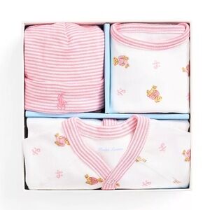 Polo Ralph Lauren Baby Girls Polo Bear Cotton 3 Piece Gift Set